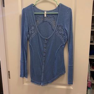 Free People Long sleeve Blue Shirt